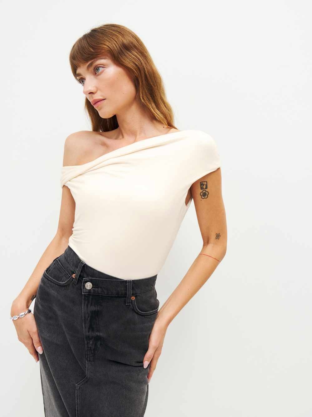 Reformation Cello Knit Top in Cream size Small